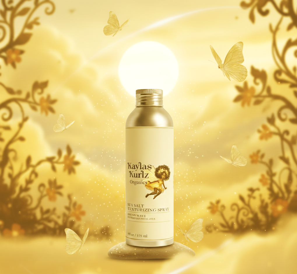 Blacker Pepper Tumeric Skin Serum against a whimsical yellow background featuring butterflies and the sun clouds and fairy dust.